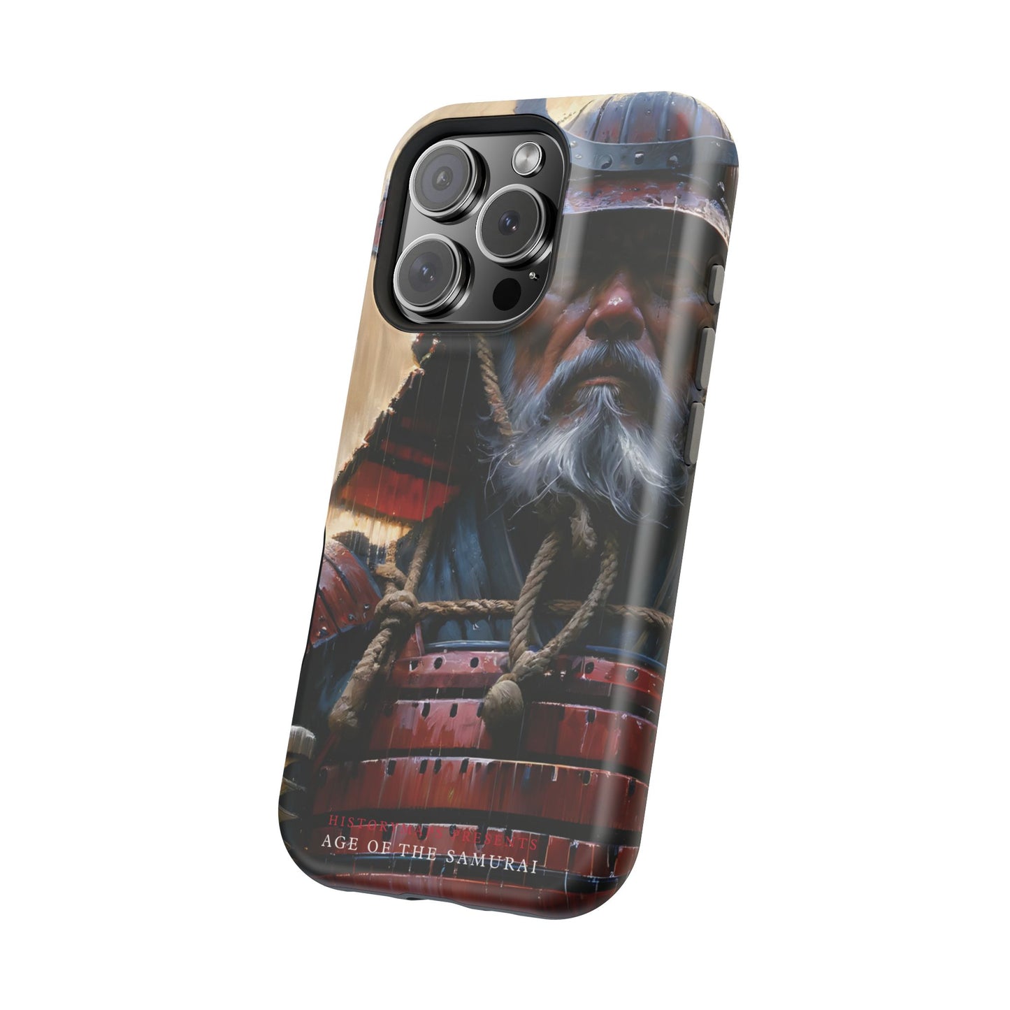 Old Samurai Warrior in Red Armor in the Rain MagSafe Tough Mobile Phone Cases