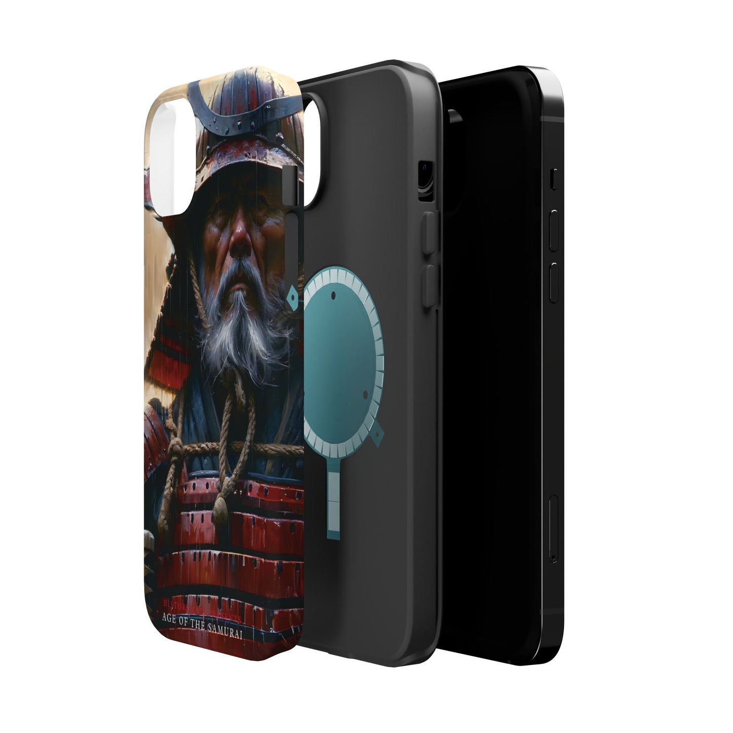 Old Samurai Warrior in Red Armor in the Rain MagSafe Tough Mobile Phone Cases