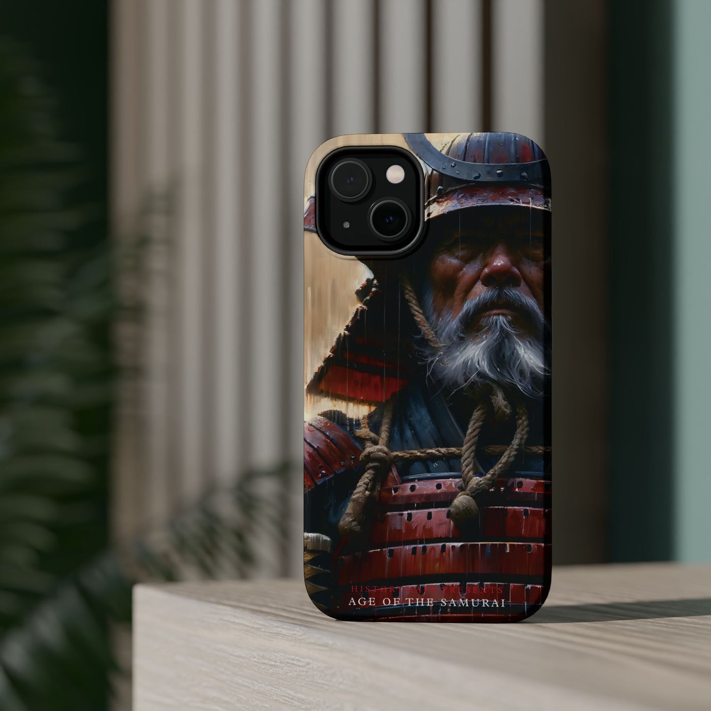 Old Samurai Warrior in Red Armor in the Rain MagSafe Tough Mobile Phone Cases