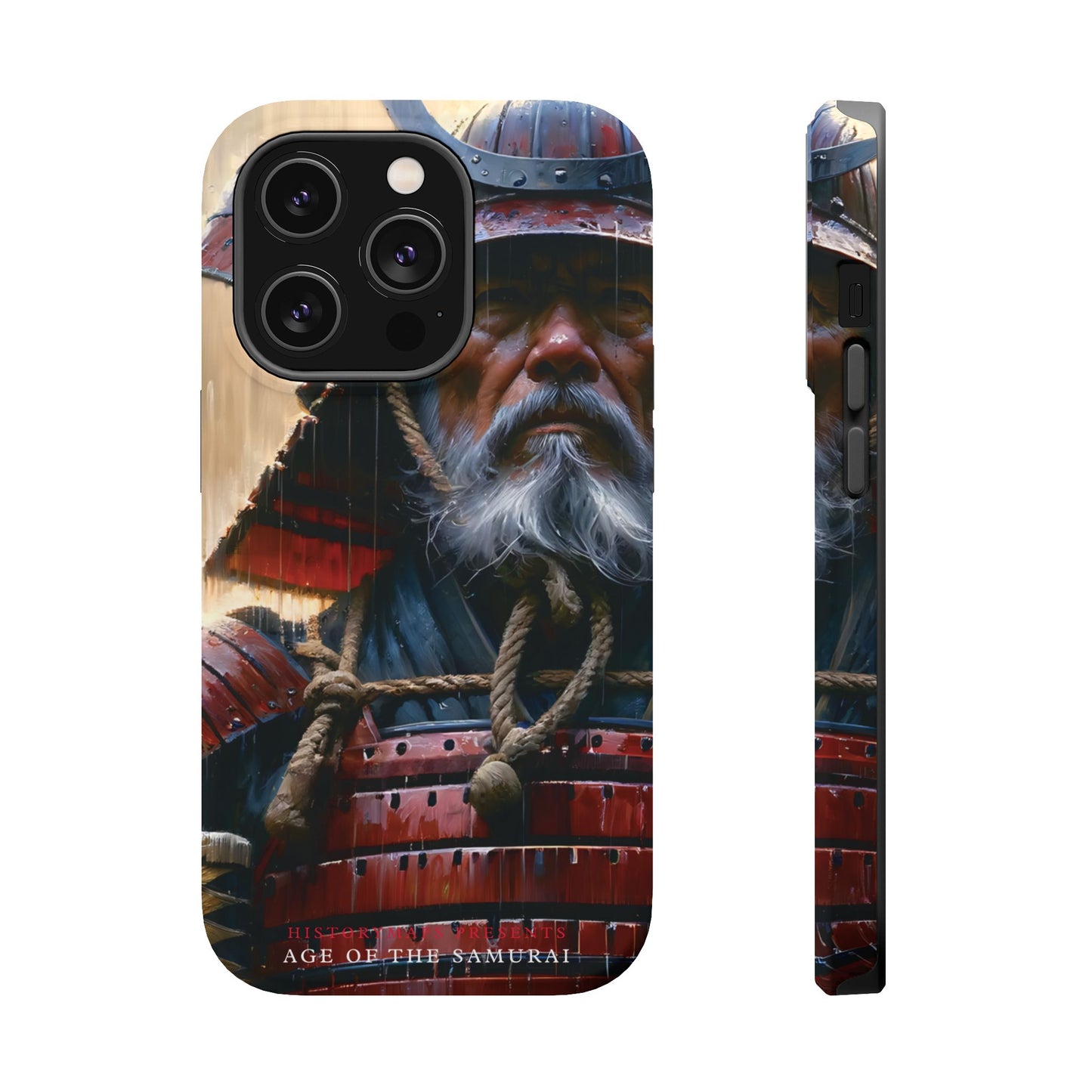 Old Samurai Warrior in Red Armor in the Rain MagSafe Tough Mobile Phone Cases