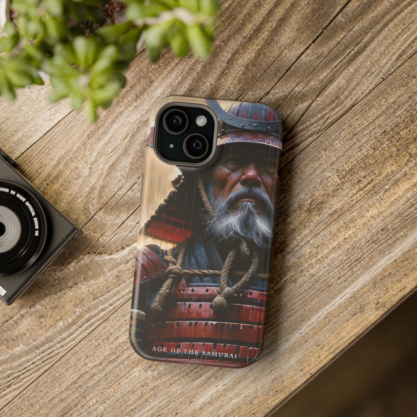 Old Samurai Warrior in Red Armor in the Rain MagSafe Tough Mobile Phone Cases