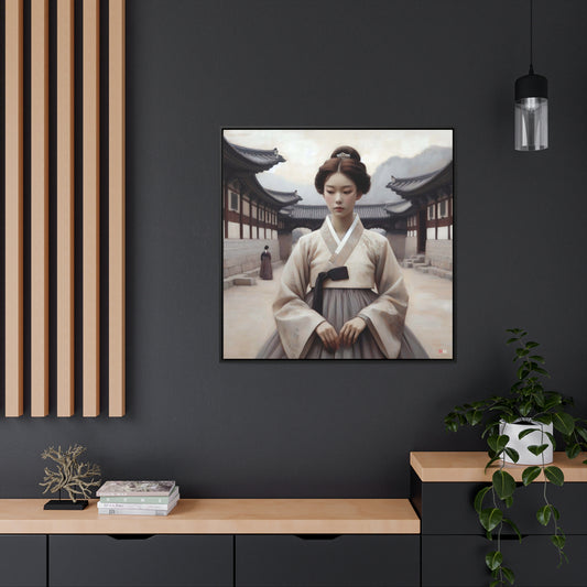 Joseon Girl in Hanbok Canvas Wraps, Square Frame