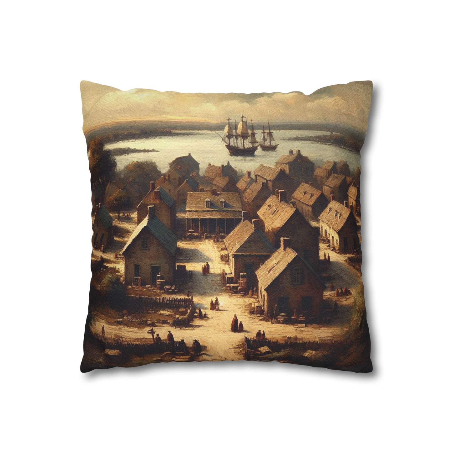 Colonial Towns Spun Polyester Square Pillowcase