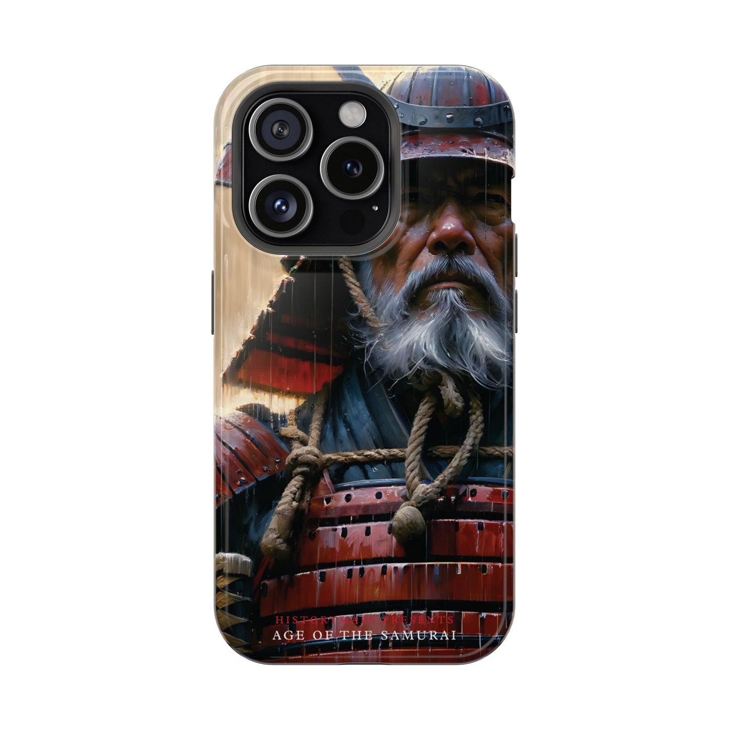 Old Samurai Warrior in Red Armor in the Rain MagSafe Tough Mobile Phone Cases