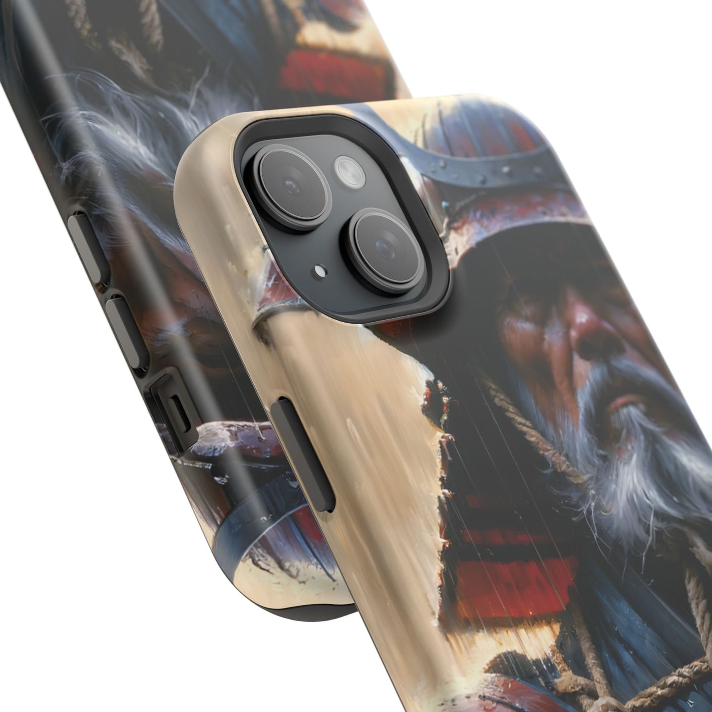 Old Samurai Warrior in Red Armor in the Rain MagSafe Tough Mobile Phone Cases