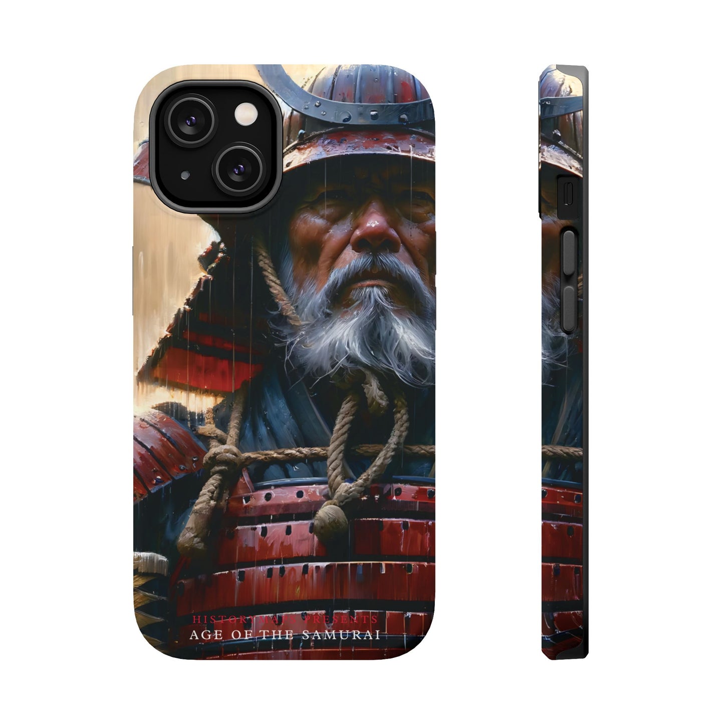 Old Samurai Warrior in Red Armor in the Rain MagSafe Tough Mobile Phone Cases