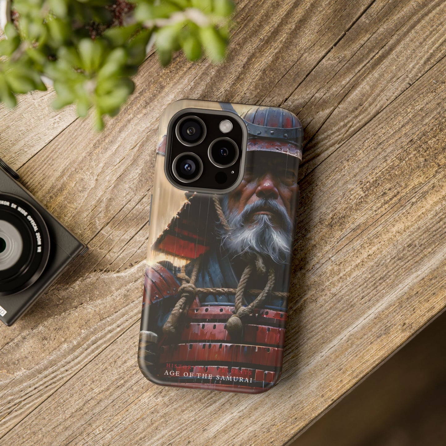 Old Samurai Warrior in Red Armor in the Rain MagSafe Tough Mobile Phone Cases