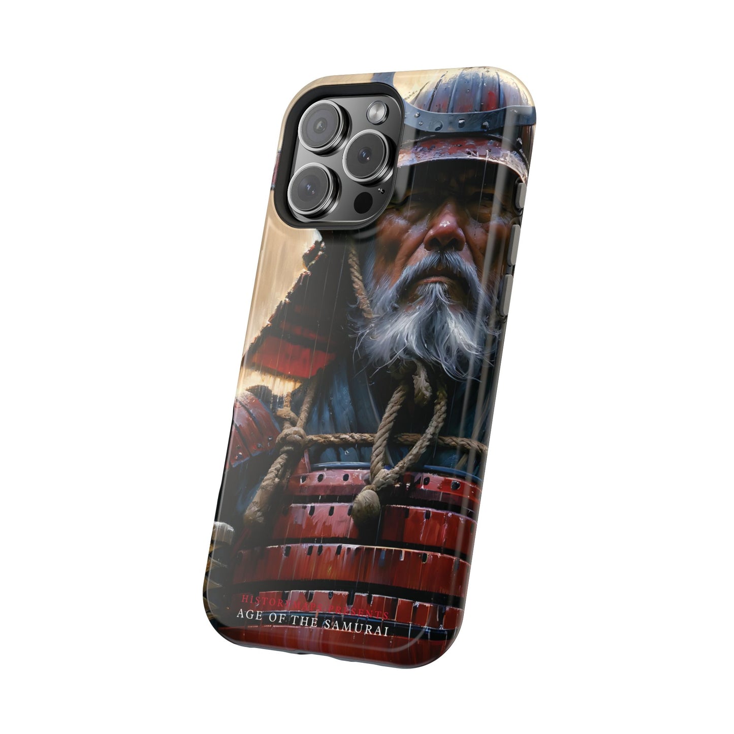 Old Samurai Warrior in Red Armor in the Rain MagSafe Tough Mobile Phone Cases