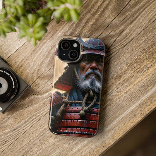 Old Samurai Warrior in Red Armor in the Rain MagSafe Tough Mobile Phone Cases