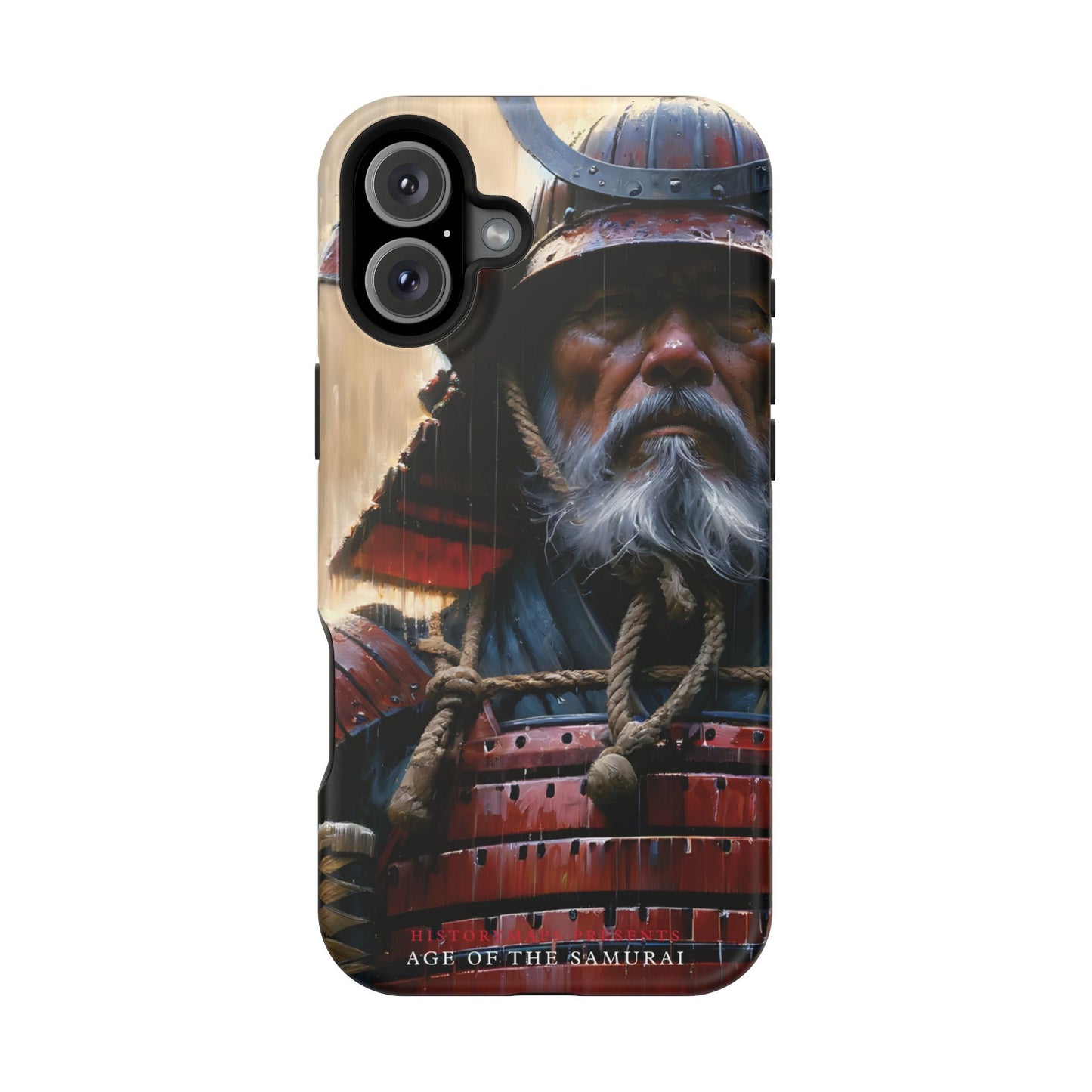 Old Samurai Warrior in Red Armor in the Rain MagSafe Tough Mobile Phone Cases