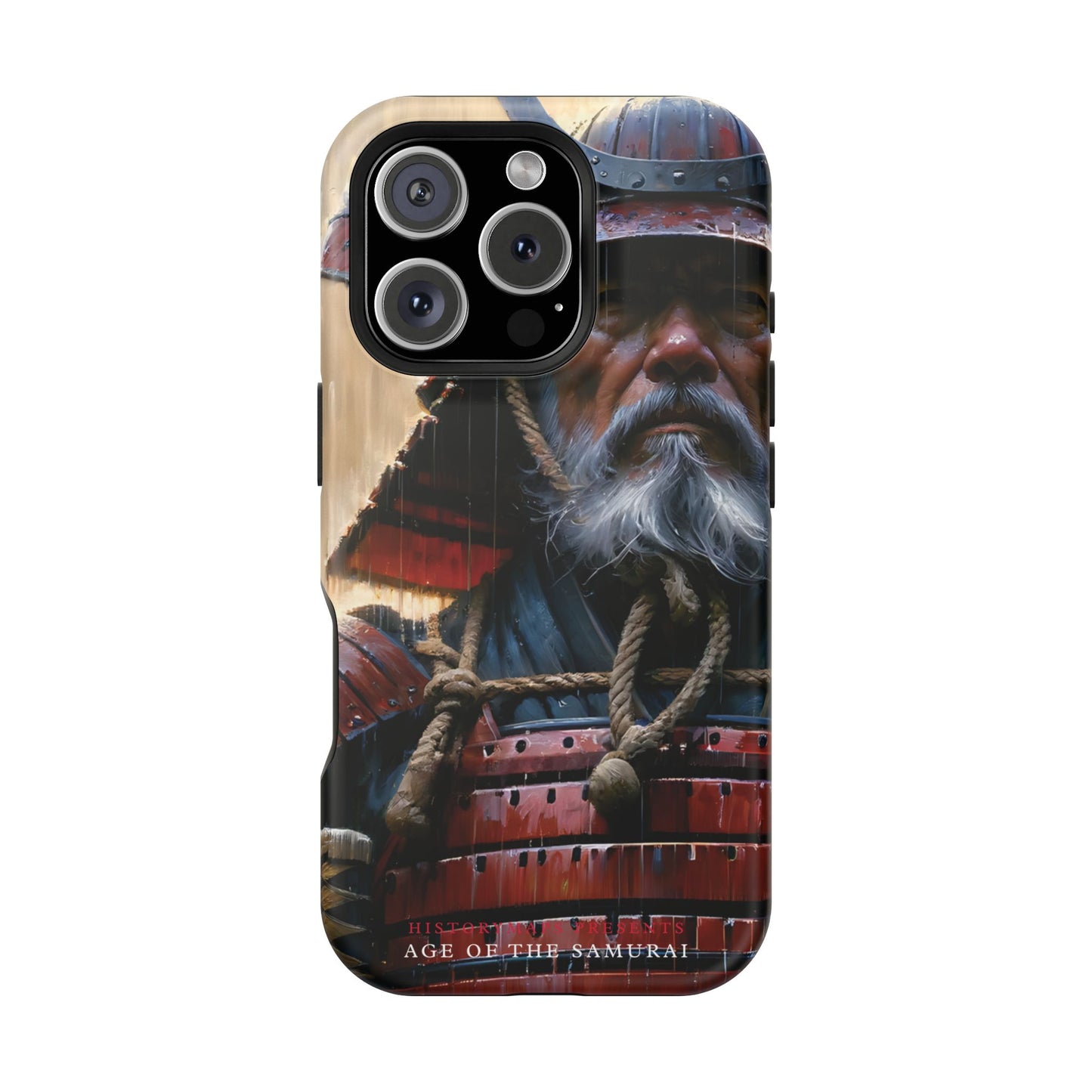 Old Samurai Warrior in Red Armor in the Rain MagSafe Tough Mobile Phone Cases