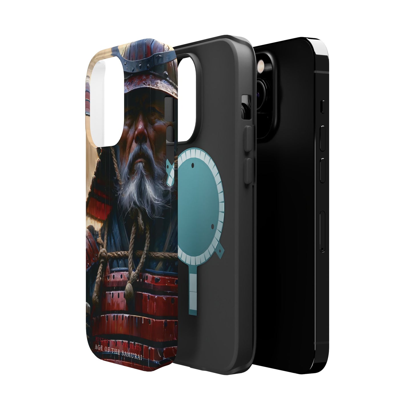 Old Samurai Warrior in Red Armor in the Rain MagSafe Tough Mobile Phone Cases