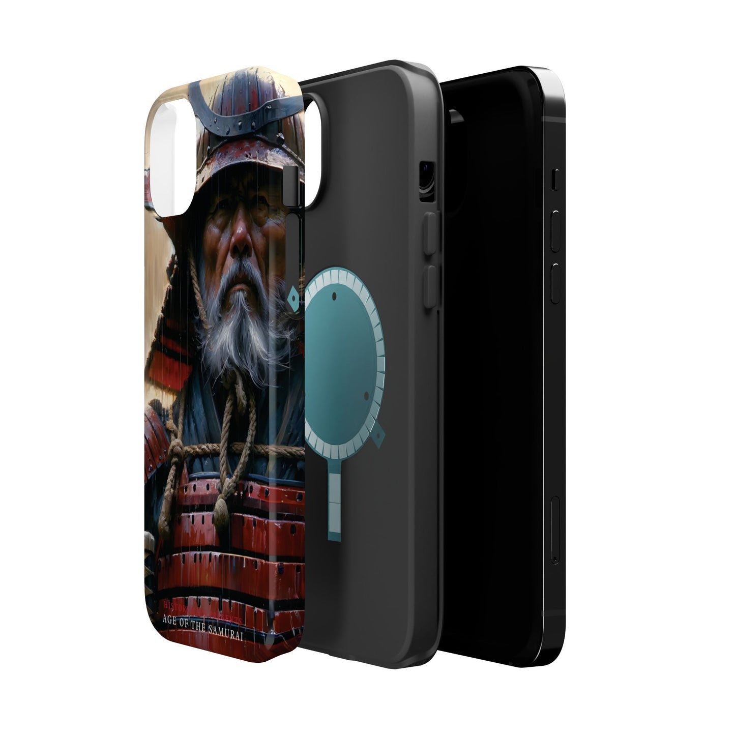 Old Samurai Warrior in Red Armor in the Rain MagSafe Tough Mobile Phone Cases