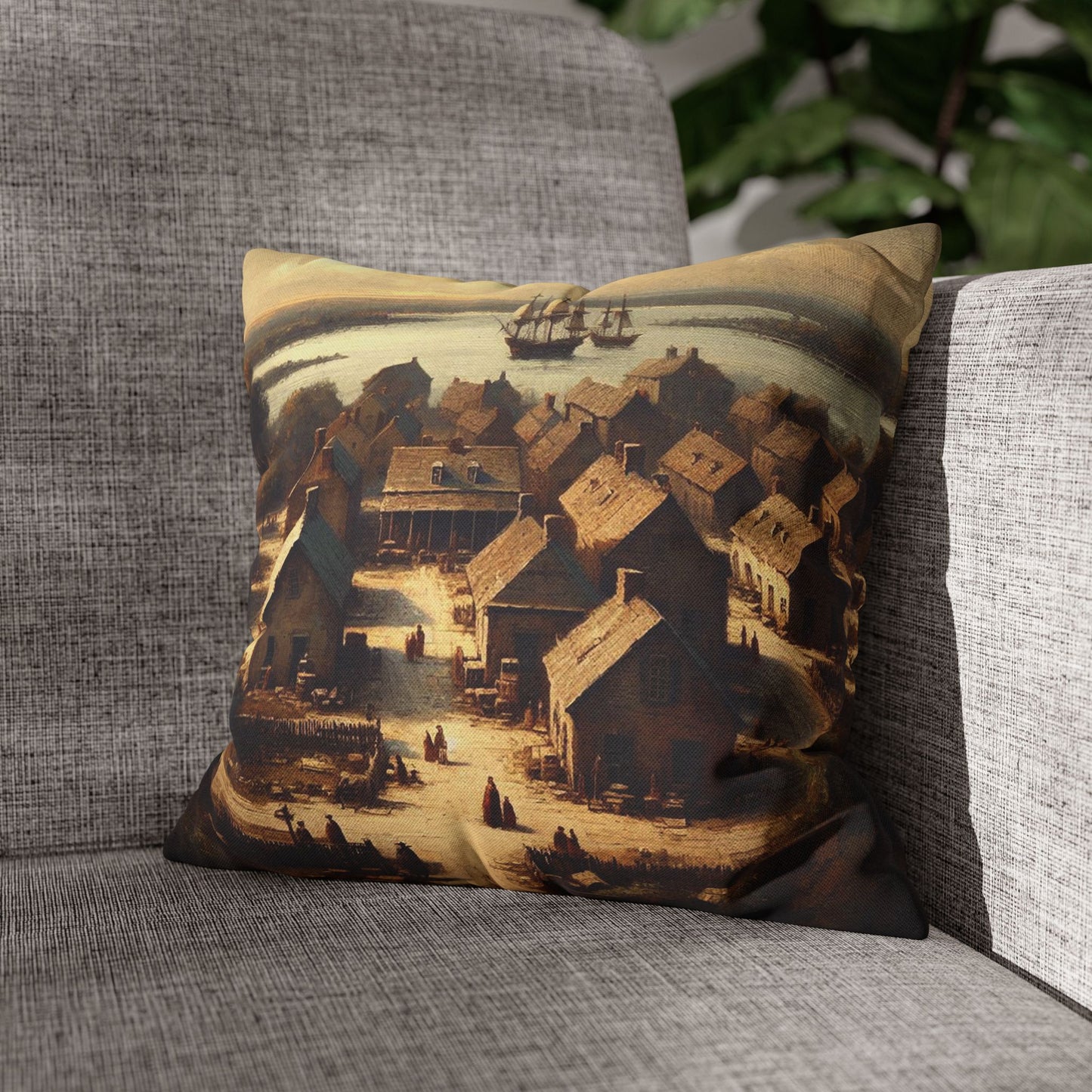 Colonial Towns Spun Polyester Square Pillowcase