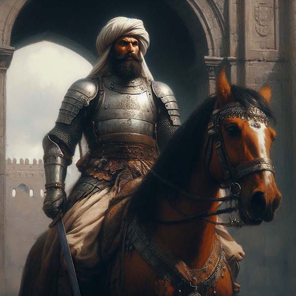 Ottoman General on horseback digital painting, highlighting the military elegance and strategy of the Ottoman Empire