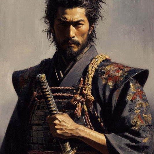 Digital painting of a samurai warrior wielding a katana, capturing the essence and discipline of the ancient Japanese warrior tradition.